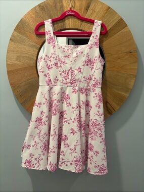 Girls White and Pink Floral Sleeveless Party Dress